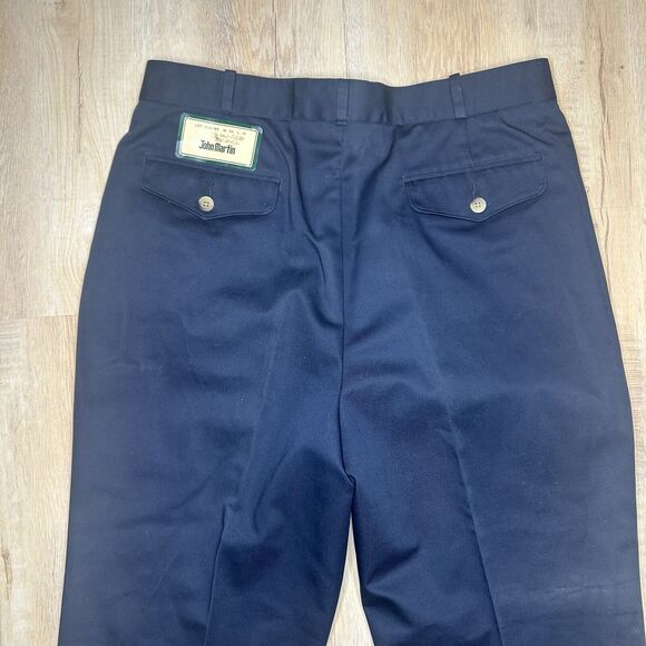 John Martin Mens 34x31 Blue Pleaded Straight Leg Button Cotton Blend Pants - Picture 6 of 7